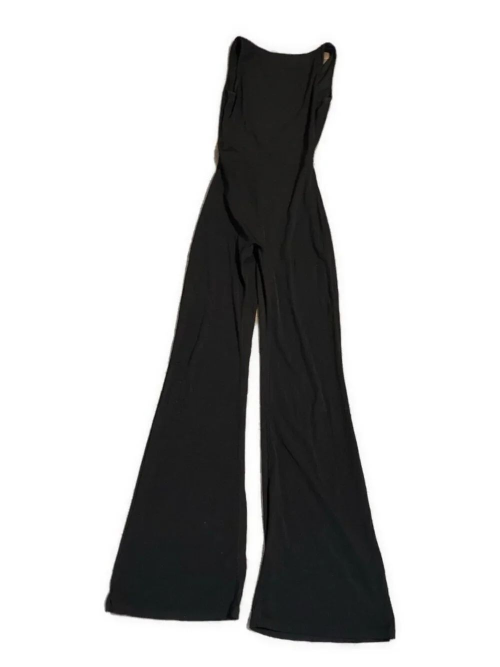 opg activewear Solid black Tank Full Length Flare jumpsuit scrunch butt Small